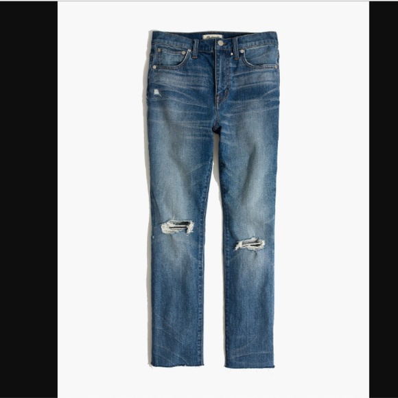 Madewell High-Rise Slim Crop Boyjean Rip Distress - Picture 5 of 8